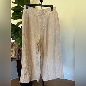 Ella Moss Linen Blend Tan Wide-Leg Pants Size Medium